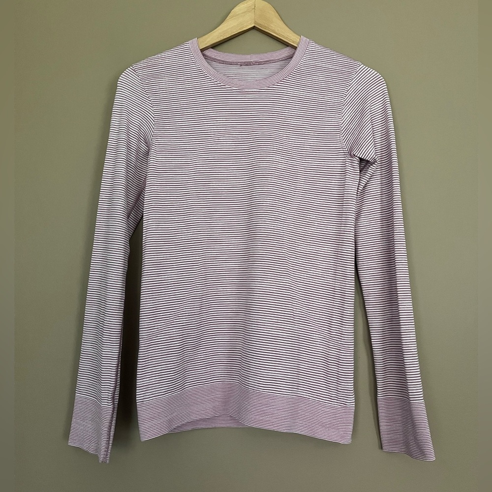{Lululemon} Swiftly Relaxed Long-Sleeve Shirt in Chroma Check Stripe Velvet Dust